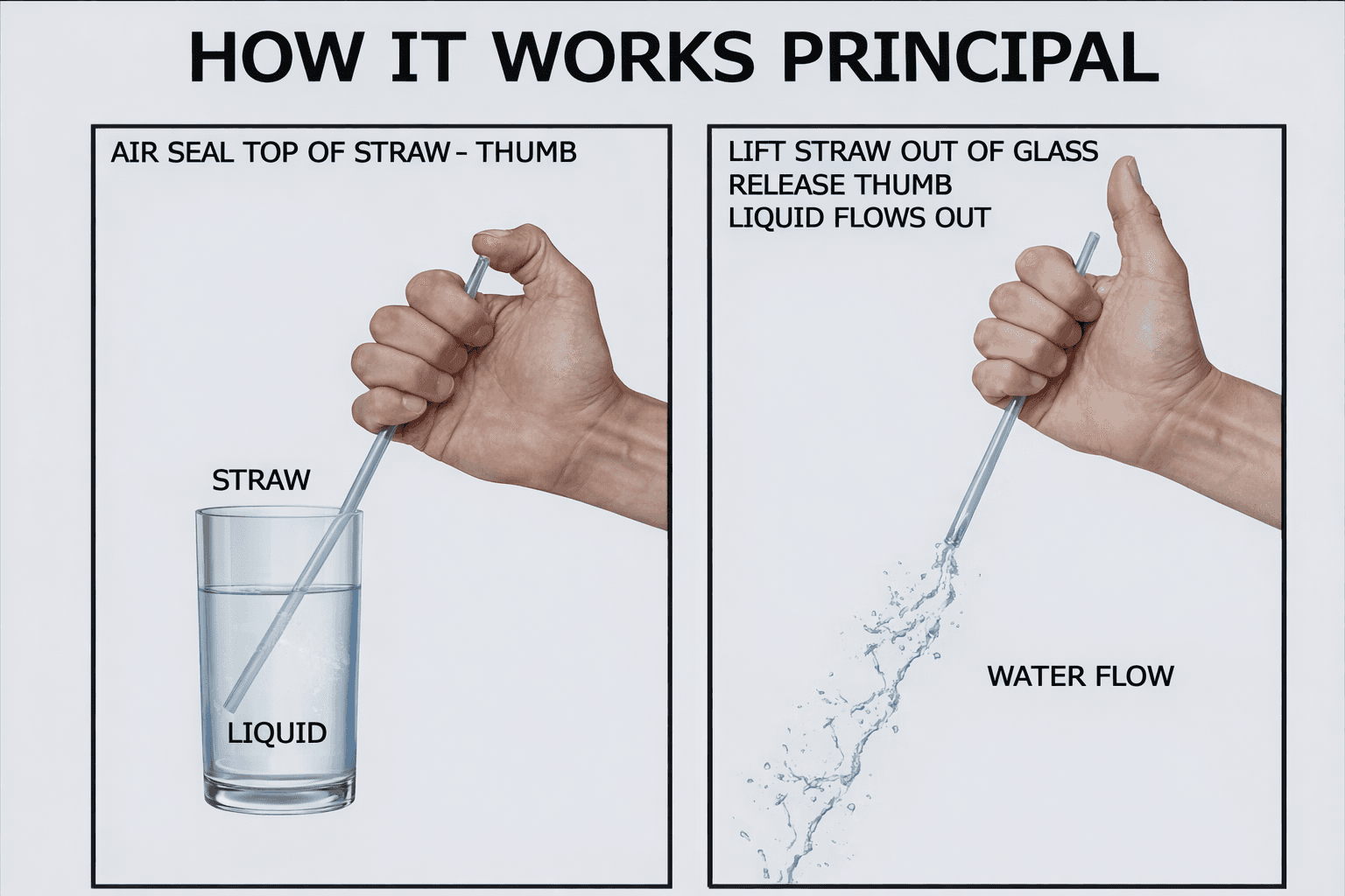 How it works — straw and liquid diagram
